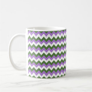 Taza De Café Lavanda, Chevron verde y blanco Zigzag