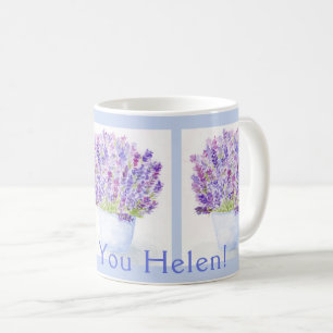 Taza De Café Lavanda de color de agua pintada a mano GRACIAS PO