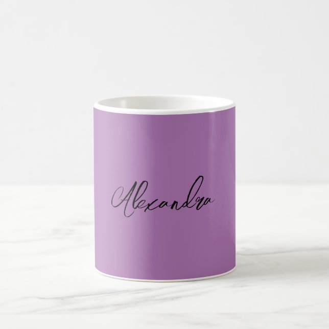 Taza De Café Lavanda de nombre propio de caligrafía plana minim (Centro)