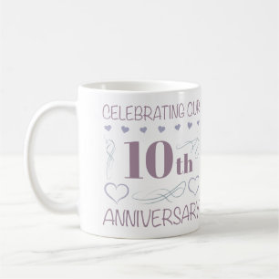 Taza De Café Lavanda elegante 10° Aniversario Boda