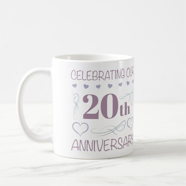 Taza De Café Lavanda elegante 20° Aniversario Boda (Izquierda)