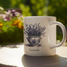 Taza De Café Lavanda en azul Delft, personalizable