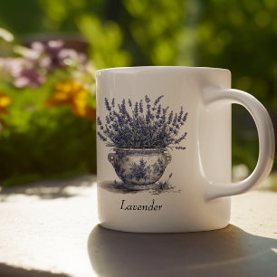 Taza De Café Lavanda en azul Delft, personalizable