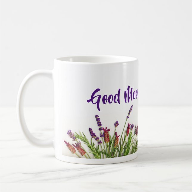 Taza De Café Lavanda Floral Buenos Días Sol Custom (Izquierda)