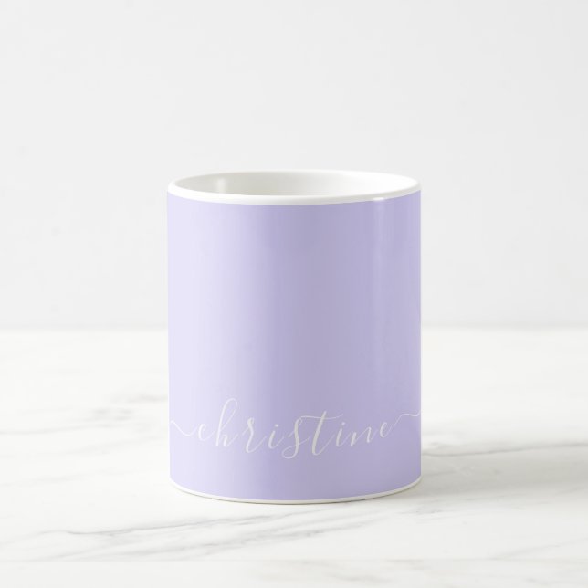 Taza De Café Lavanda Lilac y Personalizado de nombre Minimalist (Centro)