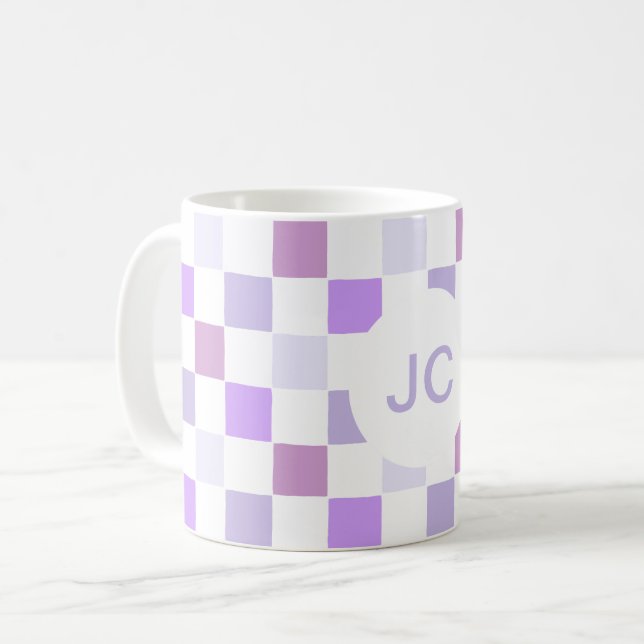 Taza De Café Lavanda morada monográfica revisada simple moderna (Anverso izquierdo)