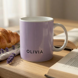 Taza de café lavanda pastel personalizada con nomb