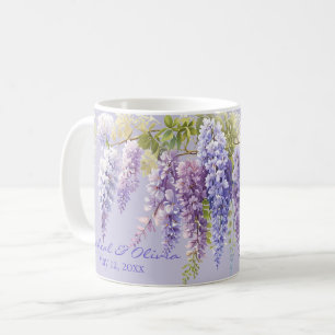 Taza De Café Lavanda púrpura acuarela glicinia floral lilac