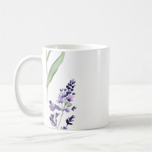 Taza De Café Lavanda Y Acuarela De Eucalipto