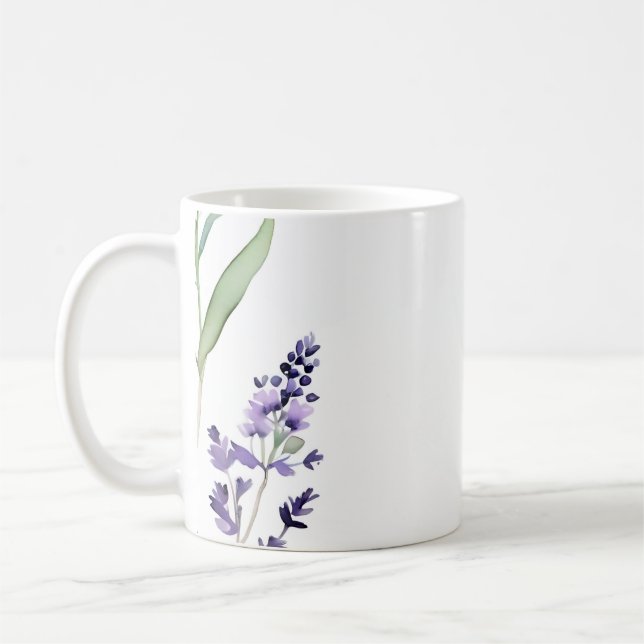 Taza De Café Lavanda Y Acuarela De Eucalipto (Izquierda)