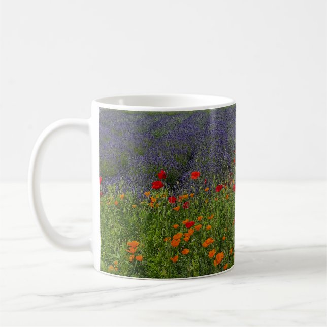 Taza De Café Lavanda y campo de amapola (Izquierda)