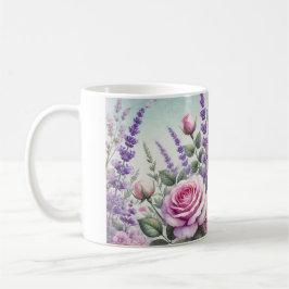 Taza De Café lavanda y jardinera de rosa