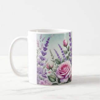 Taza De Café lavanda y jardinera de rosa