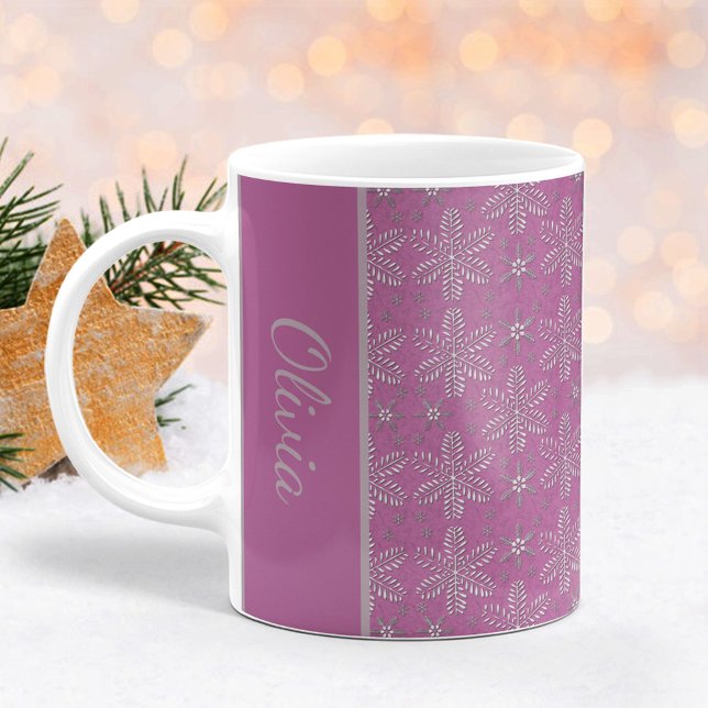 Taza De Café Lavanda y Navidades de copos de nieve de plata Mug (Subido por el creador)