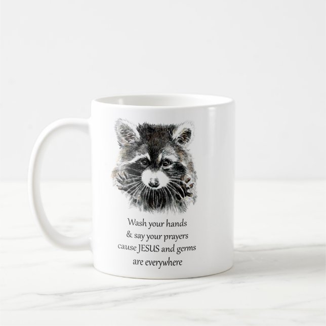 Taza De Café Lavar las manos Raccoon Animal (Izquierda)