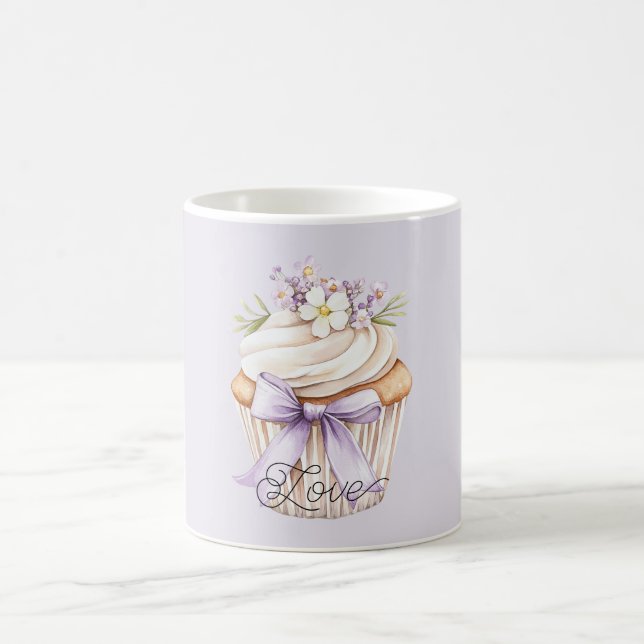 Taza De Café Lavender Bow Wildflower Love Cupcake (Centro)