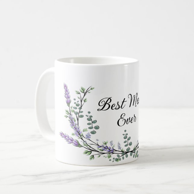 Taza De Café Lavender Eucalyptus mejor mamá jamás (Anverso izquierdo)