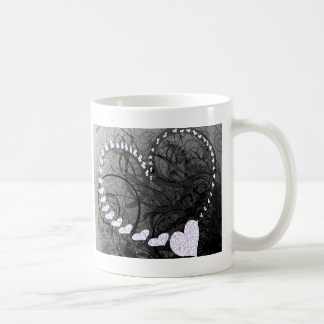 Taza De Café Lavender Heart Swirls (Derecha)