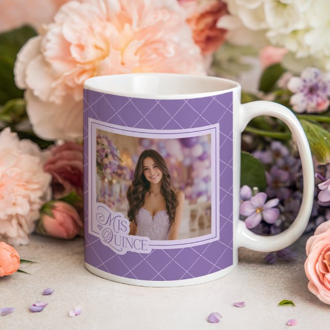 Taza De Café Lavender Mis Quince Photo Quinceanera Keepsake (Shown on a classic mug)