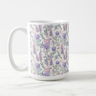Taza De Café Lavender Purple Floral Pattern Cottagecore