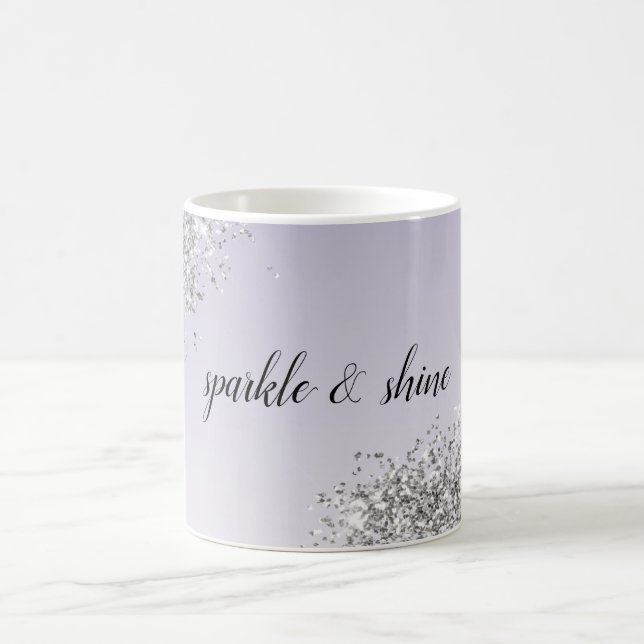 Taza De Café Lavender Purple Ombre Silver Purpurina Sparkle (Centro)
