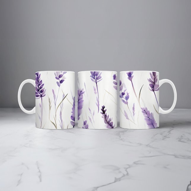 Taza De Café Lavender Watercolor Café Floral Mug (Subido por el creador)