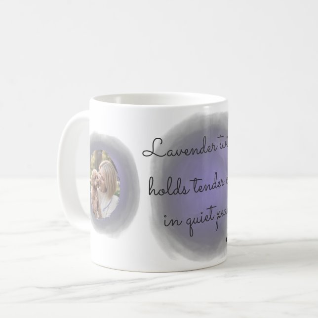 Taza De Café Lavender Watercolor Poodle Two-Photo Personalized (Anverso izquierdo)