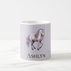 Taza De Café Lavender White Floral Horario Cowgirl