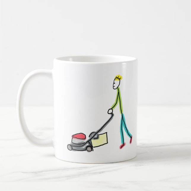 Taza De Café Lawn Mowing Stickman (Izquierda)