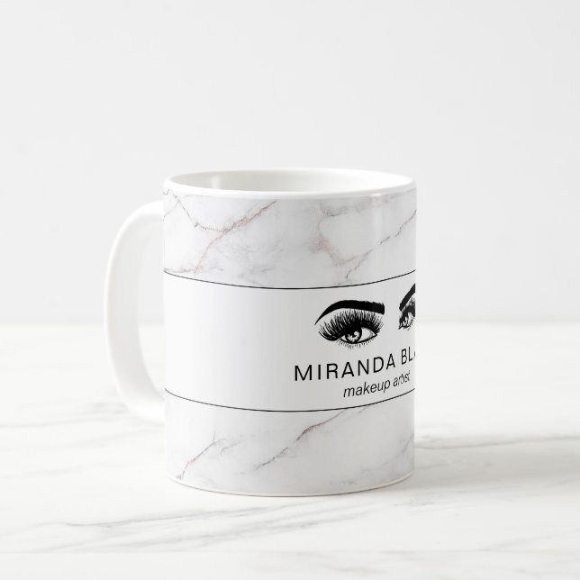Taza De Café Lazas Artista de maquillaje Marble Blanco Lujoso (Anverso izquierdo)