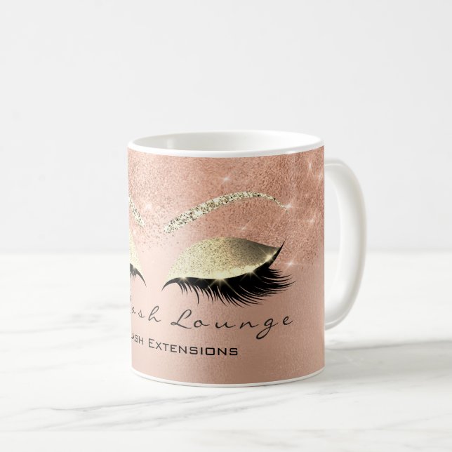 Taza De Café Lazas Extensión Belleza Esparkly Purpurina de oro  (Anverso derecho)