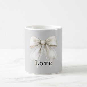 Taza De Café Lazo Blanco de Encaje Falso Gris Bonito