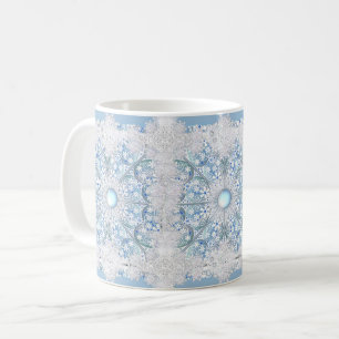 Taza De Café Lazo cerámico Azul claro y copo de nieve