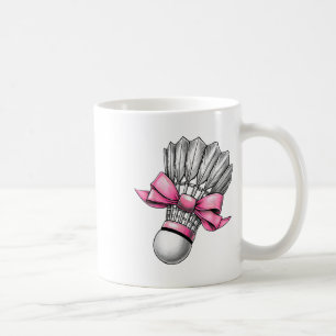 Taza De Café Lazo Coqueto Volante de Bádminton Cinta Rosa Mamá 