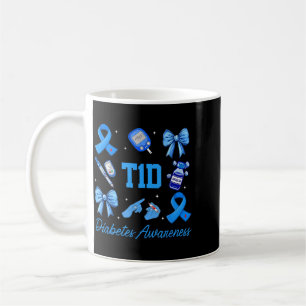 Taza De Café Lazo Coquette Azul T1d Diabetes Tipo 1