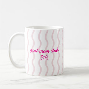 Taza De Café Lazo Coquette de Rayas Rosadas del Club de Mamá de