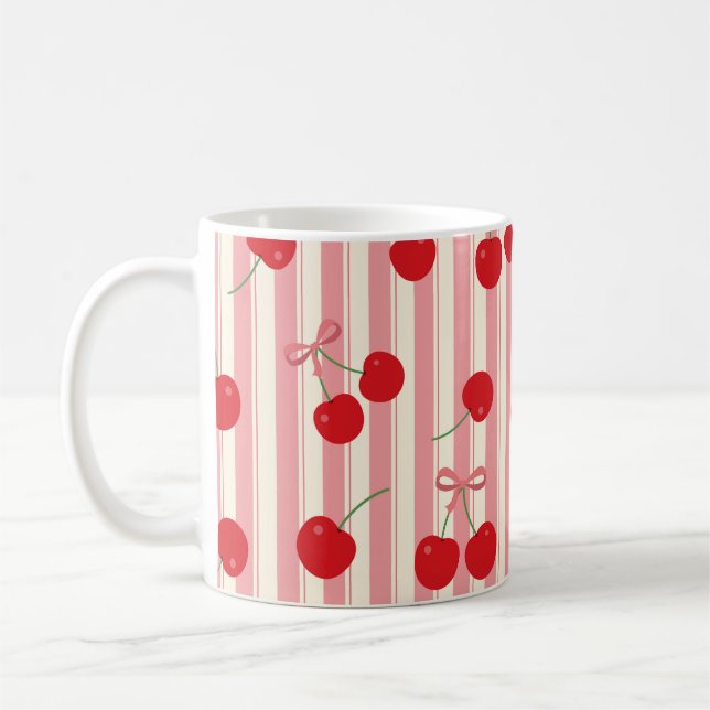 Taza De Café Lazo de Cereza a Rayas (Izquierda)
