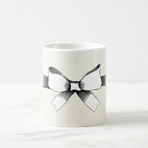 Taza De Café Lazo de cinta vintage en blanco y negro