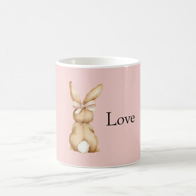 Taza De Café Lazo de conejo rosa cola blanca (Centro)