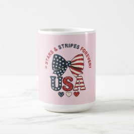 Taza De Café Lazo de Estrellas y Franjas Patriótico T-S del 4 d