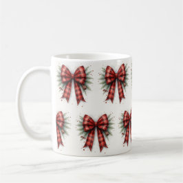 Taza De Café Lazo de Navidad de Acuarela Roja