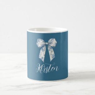 Taza De Café Lazo Floral Blanco Azul