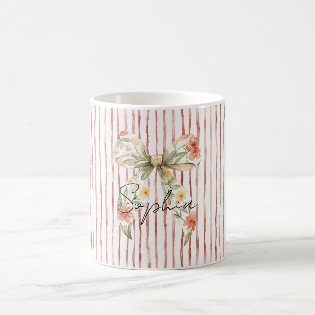 Taza De Café Lazo floral con rayas rojas (Centro)