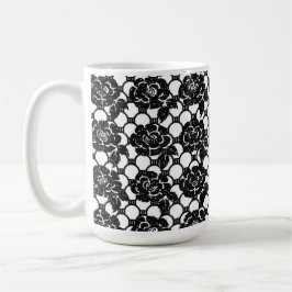 Taza De Café Lazo floral negro