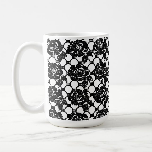 Taza De Café Lazo floral negro (Izquierda)