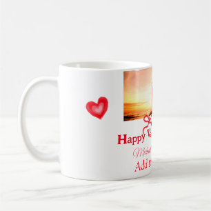Taza De Café lazo rojo día de san valentín añade foto nombre co