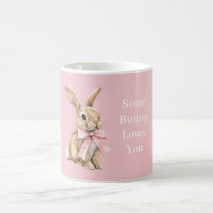 Taza De Café Lazo Rosa Algún Conejito Te Ama