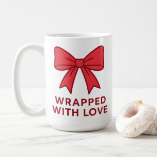 Taza De Café Lazo Rosa Envuelto Con Amor Estética Coquette