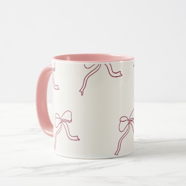 Taza de café - lazo rosa estético 🎀 (Anverso izquierdo)