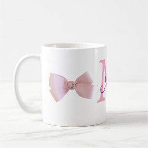 Taza De Café lazo rosa monograma dama de honor moderno rústico 